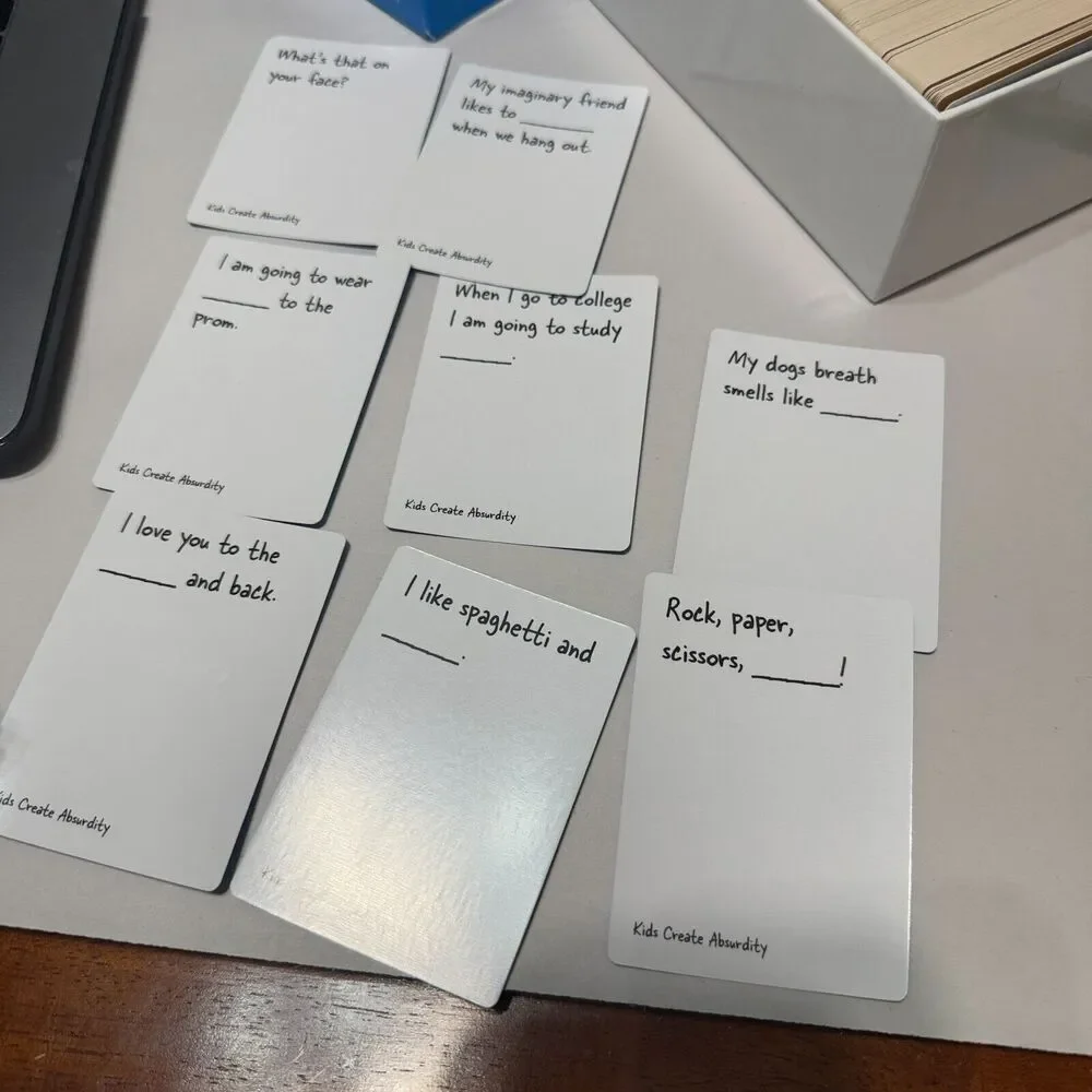 Kids Create Absurdity Fun Family Card Game Night fill‎ in the blanks creative